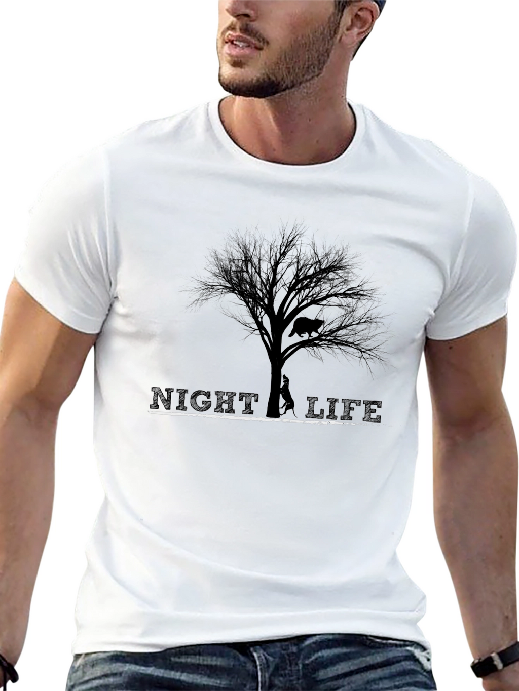 Night Life Tree Graphic Tee - Unisex Black T-Shirt