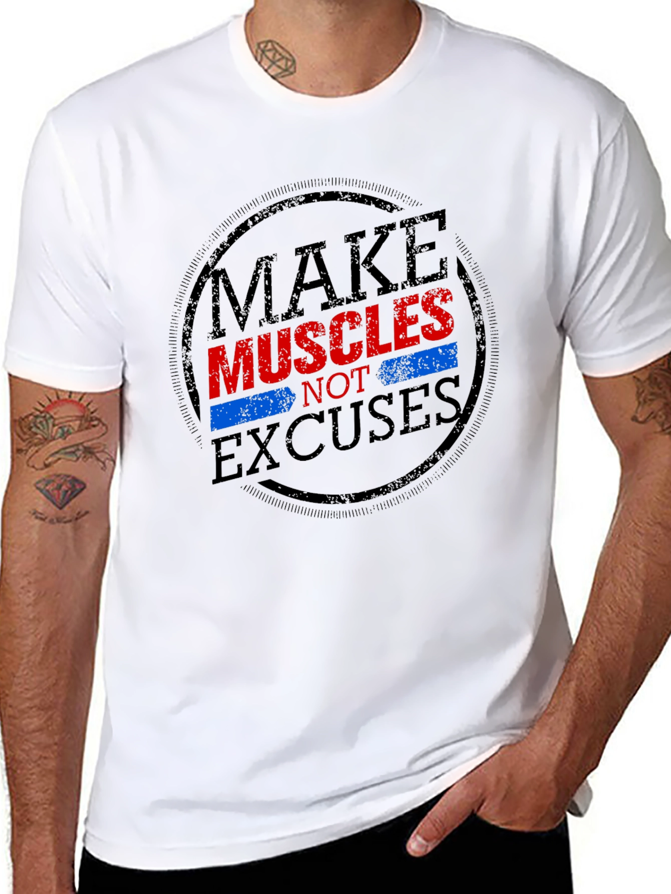 Make Muscles Not Excuses Graphic T-Shirt