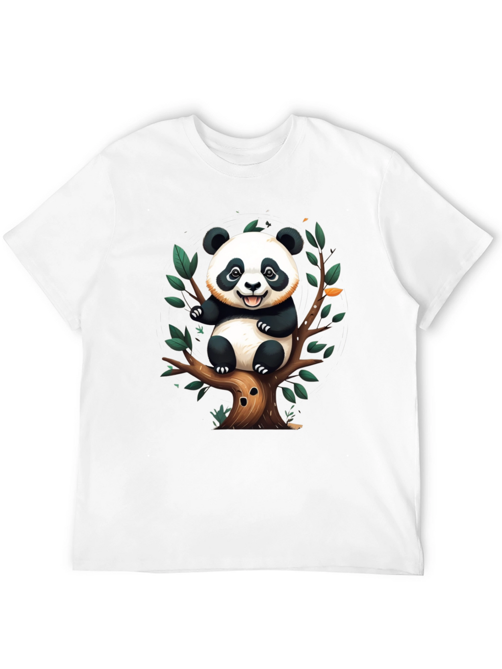 Cute Panda Tree Black T-Shirt