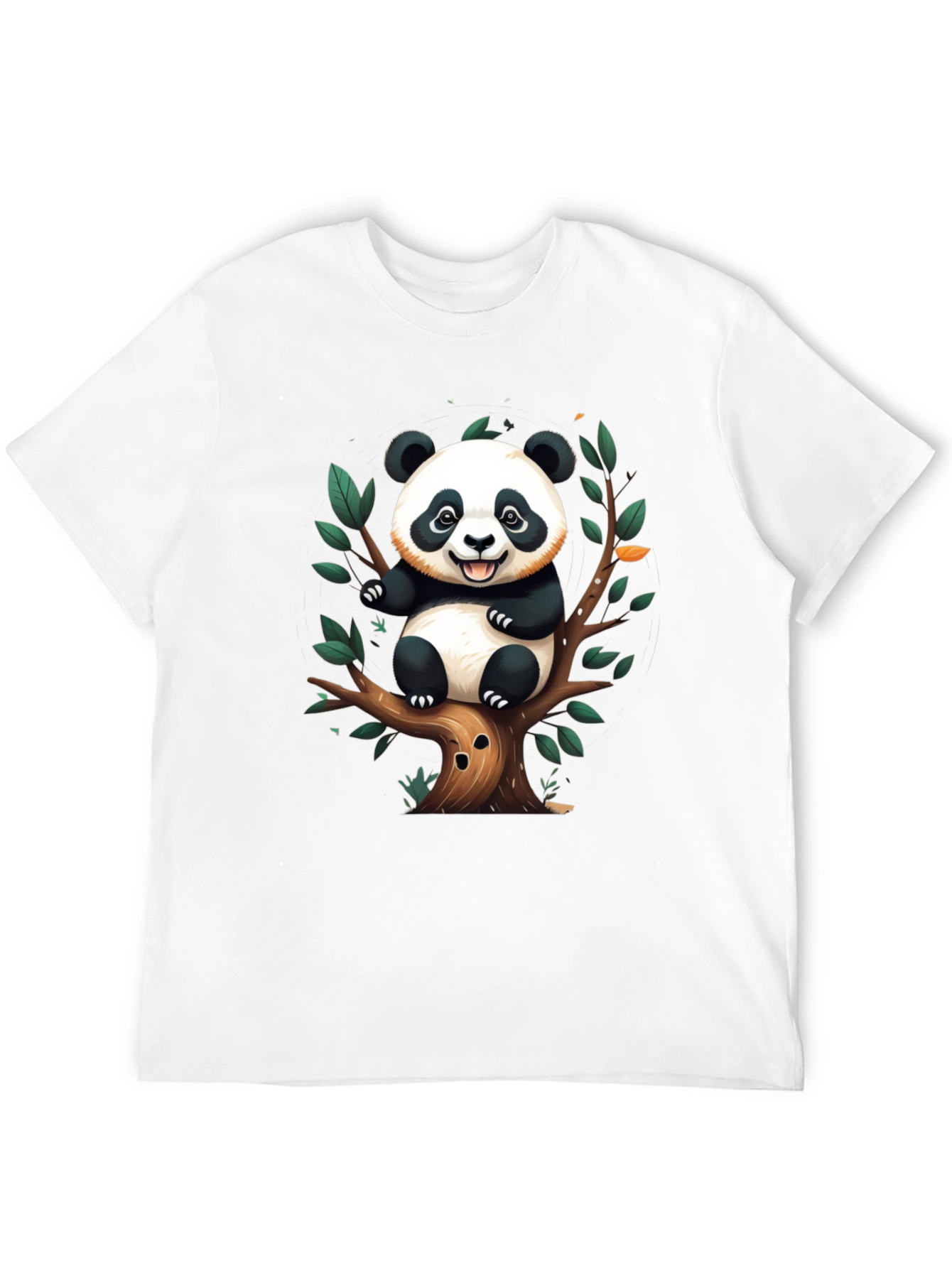 Cute Panda Tree Black T-Shirt