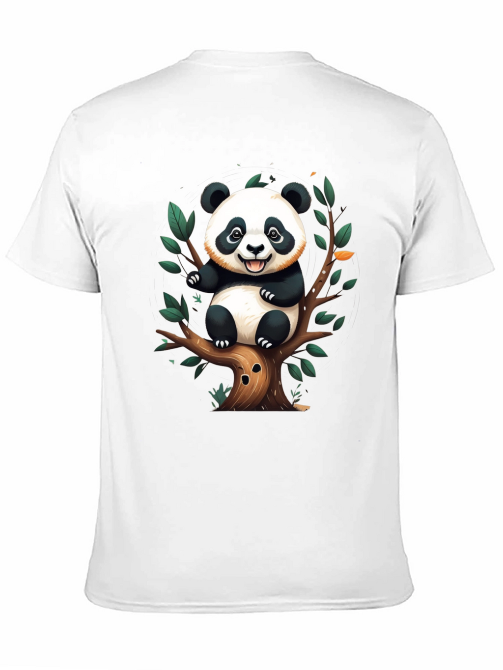 Cute Panda Tree Black T-Shirt