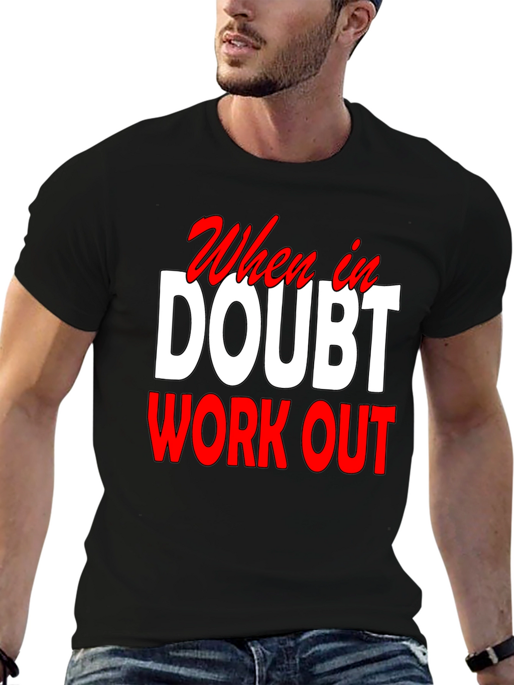 When In Doubt Workout Black T-Shirt