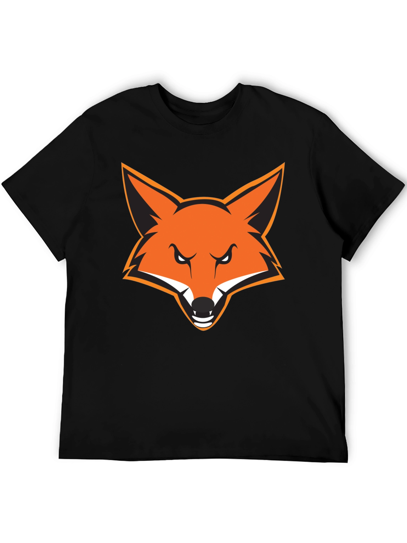 Mens Black T-Shirt with Bold Fox Graphic
