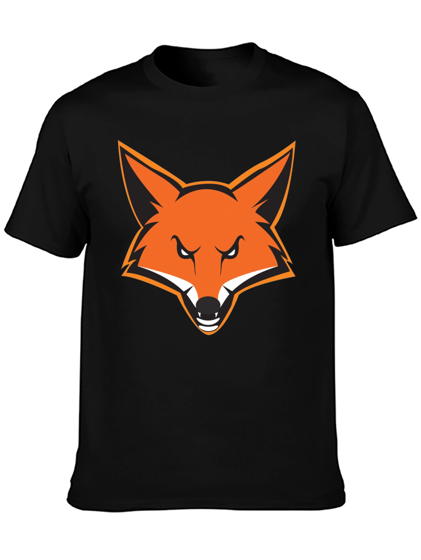 Mens Black T-Shirt with Bold Fox Graphic
