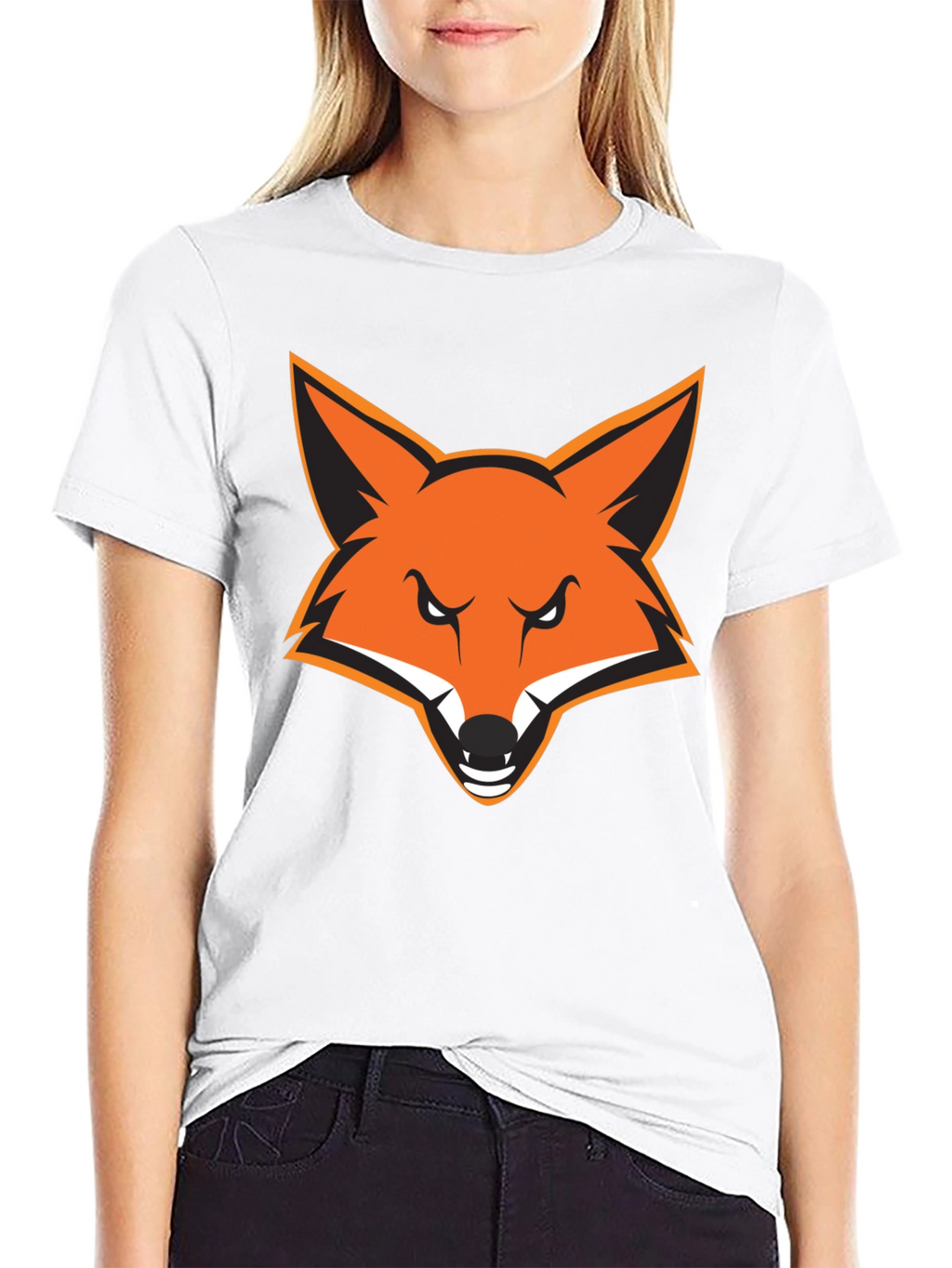 Mens Black T-Shirt with Bold Fox Graphic
