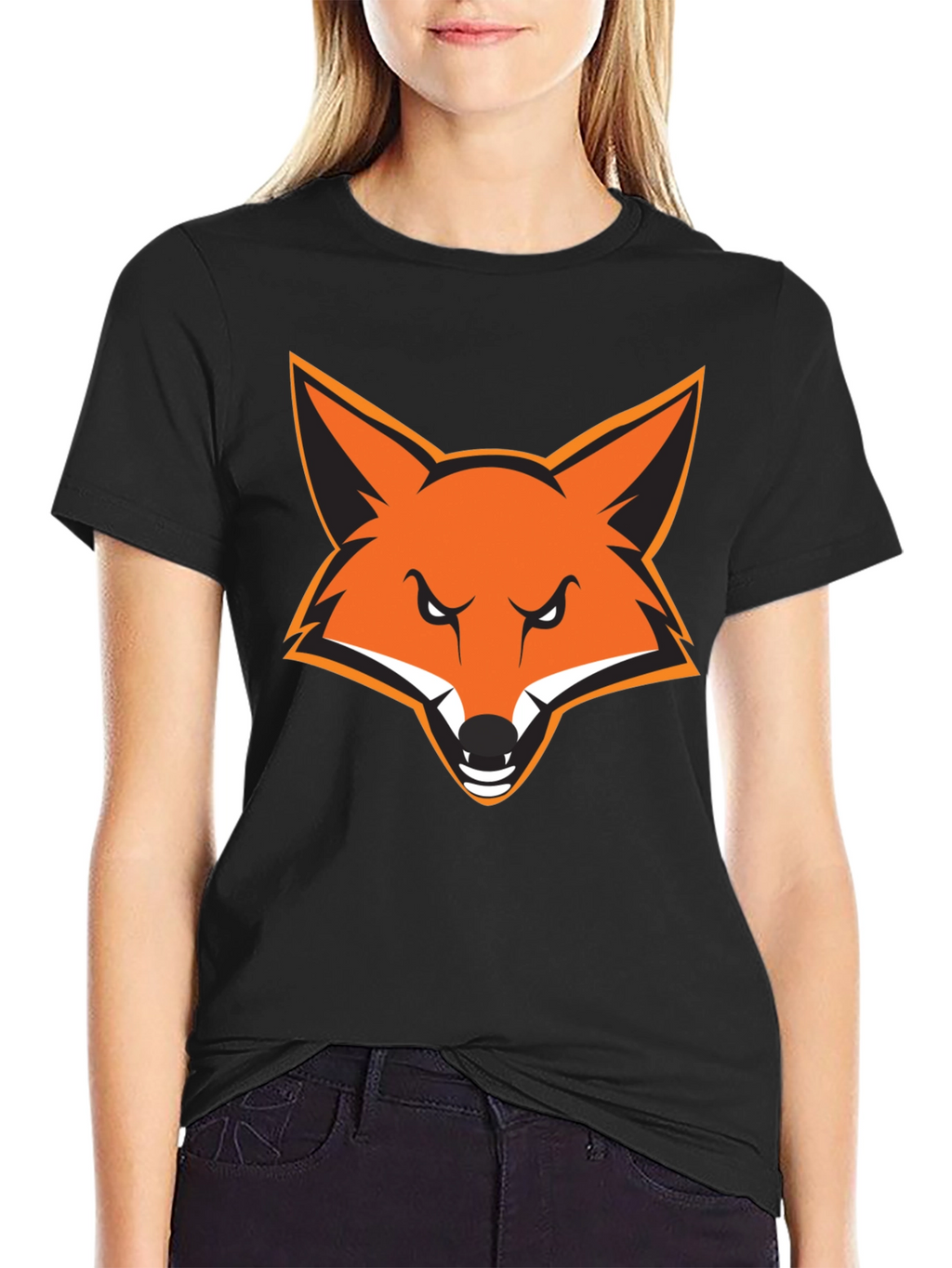 Mens Black T-Shirt with Bold Fox Graphic