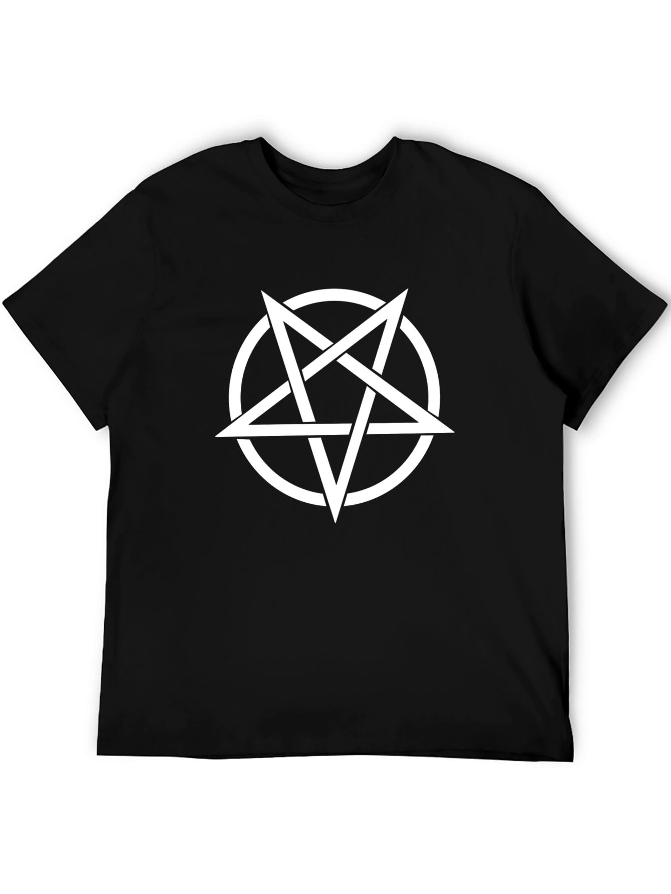 Black Tee with White Pentagram Graphic