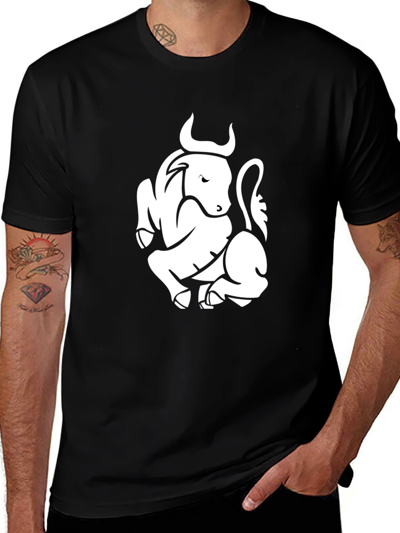 Black Taurus Graphic Tee - Zodiac Sign Shirt