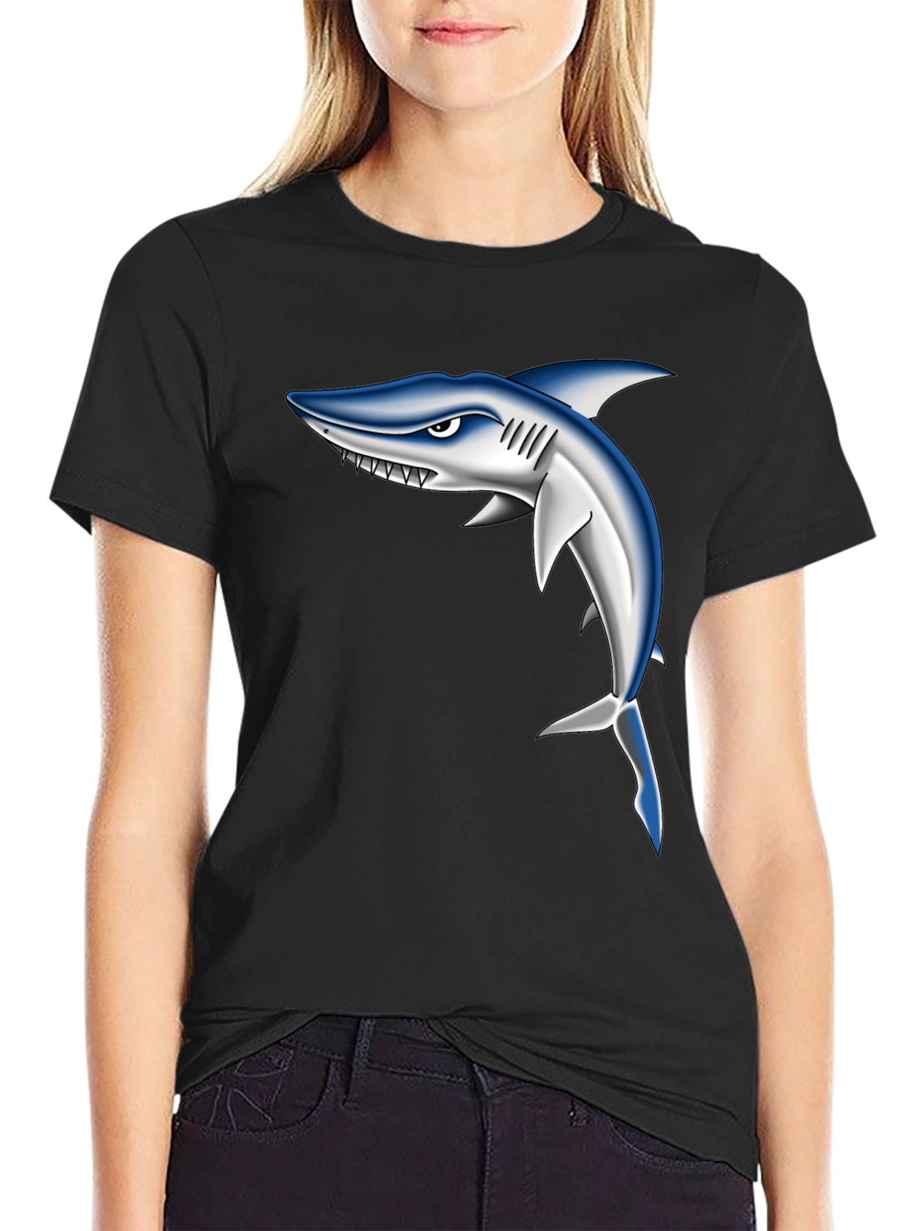 Shark Graphic Black T-Shirt for Men