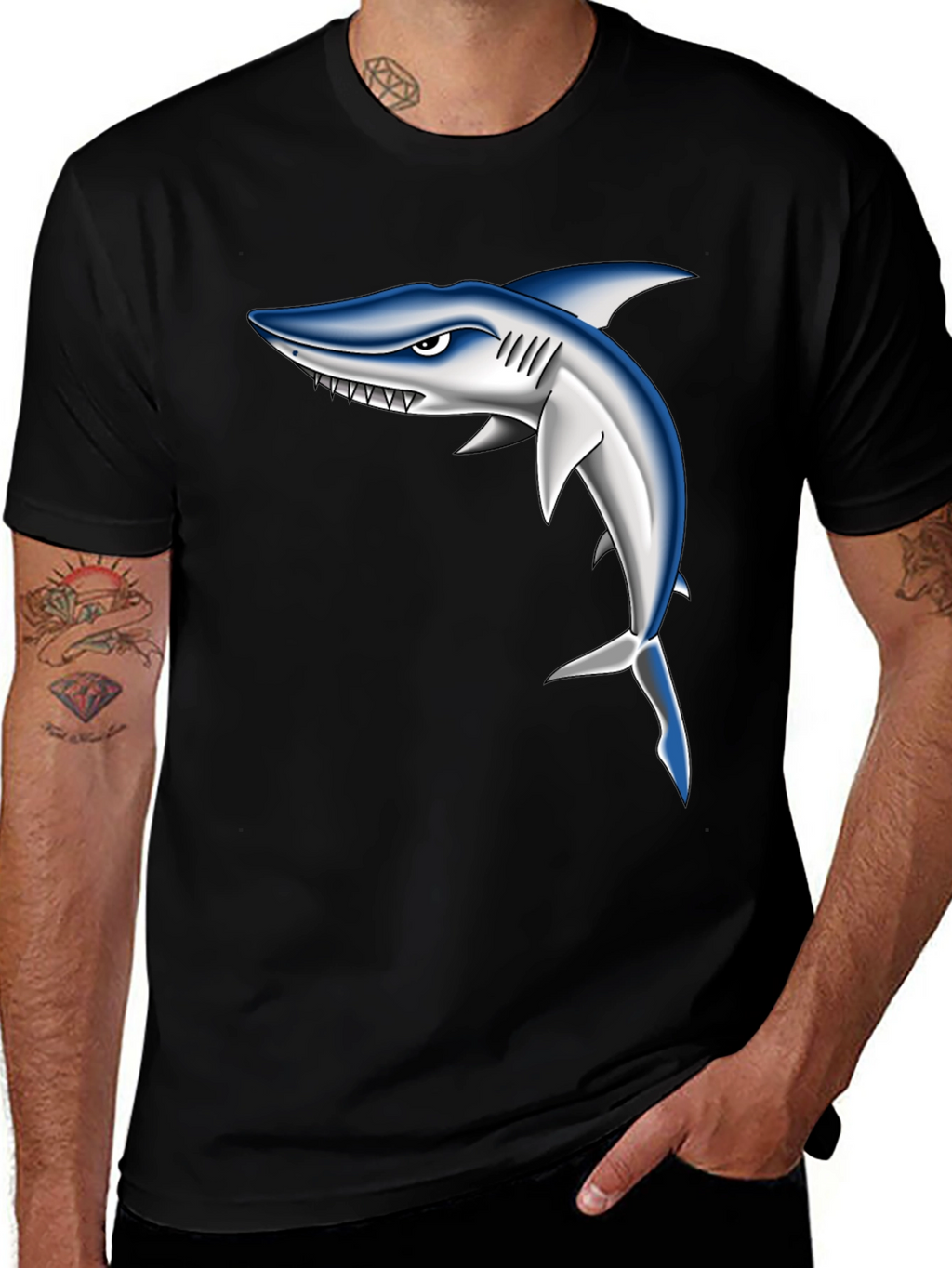 Shark Graphic Black T-Shirt for Men