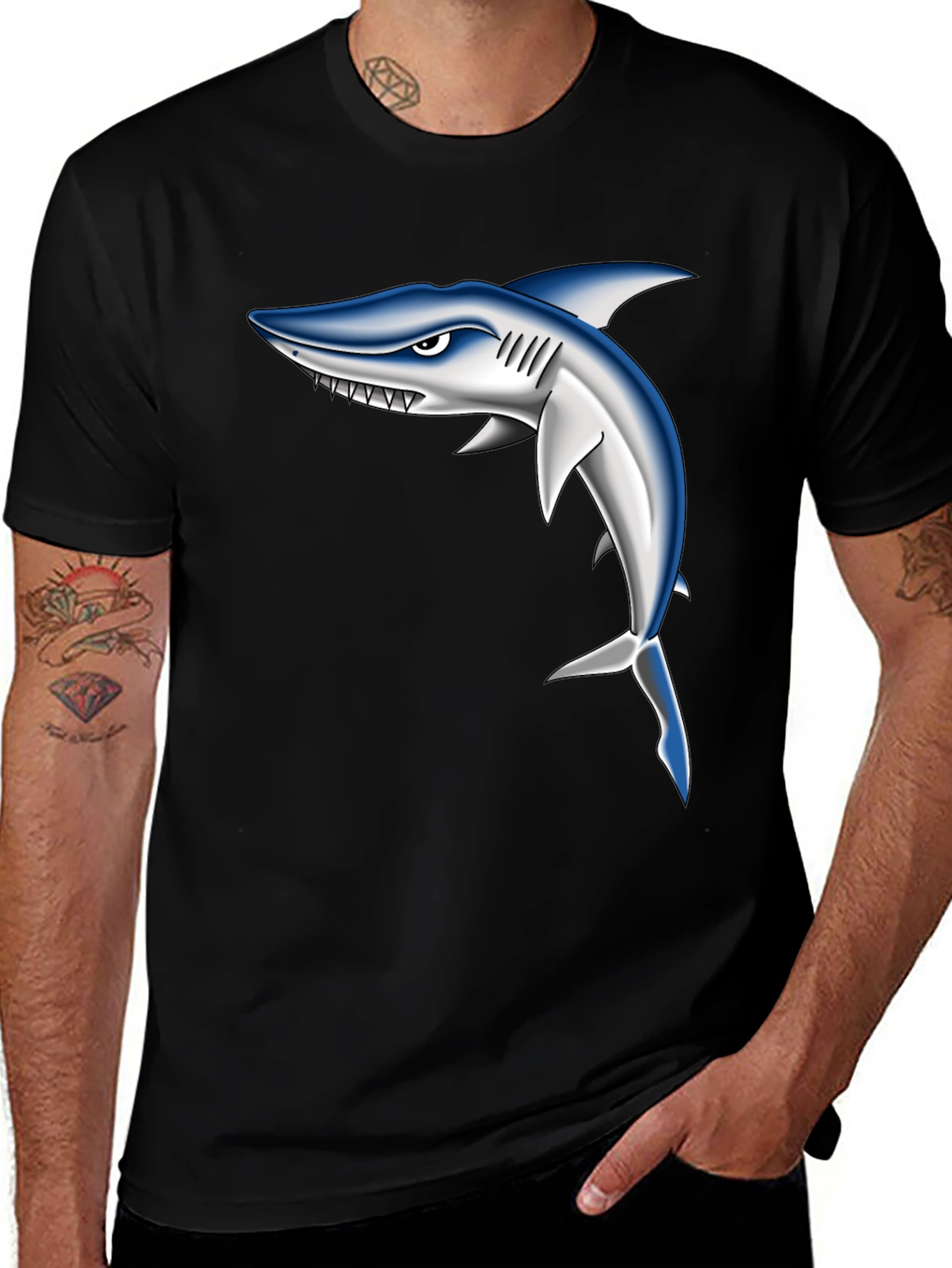 Shark Graphic Black T-Shirt for Men
