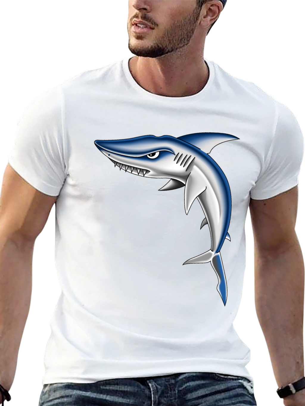 Shark Graphic Black T-Shirt for Men