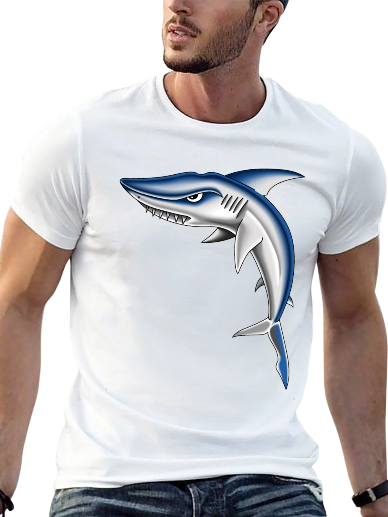 Shark Graphic Black T-Shirt for Men
