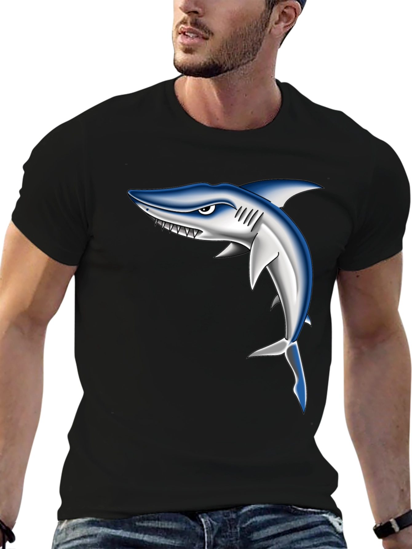 Shark Graphic Black T-Shirt for Men