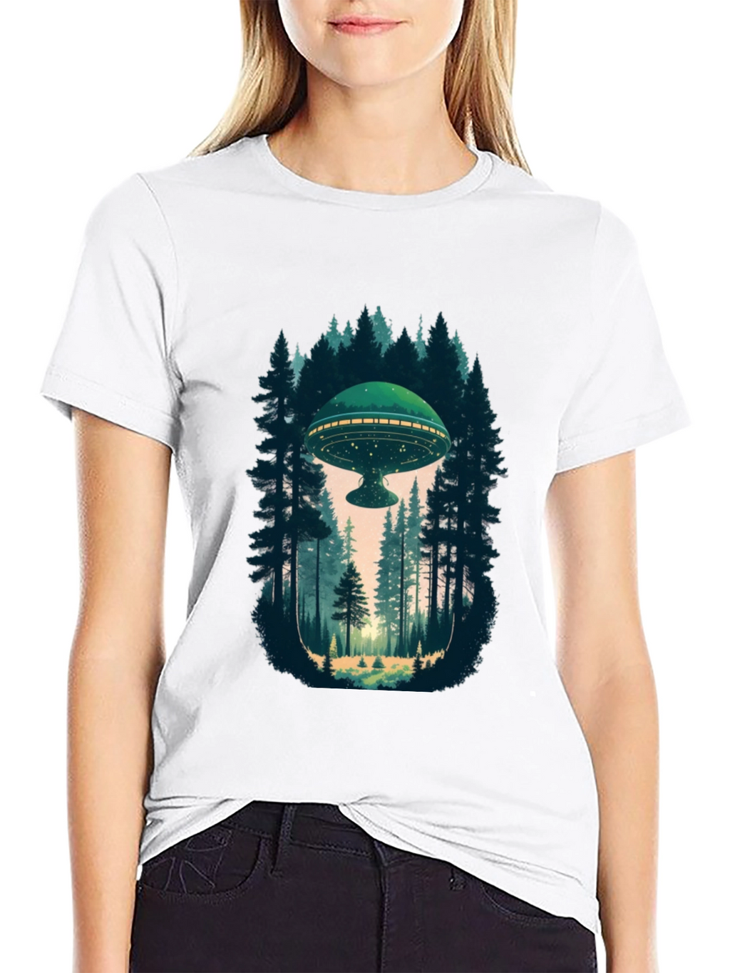 UFO in Forest Graphic Tee