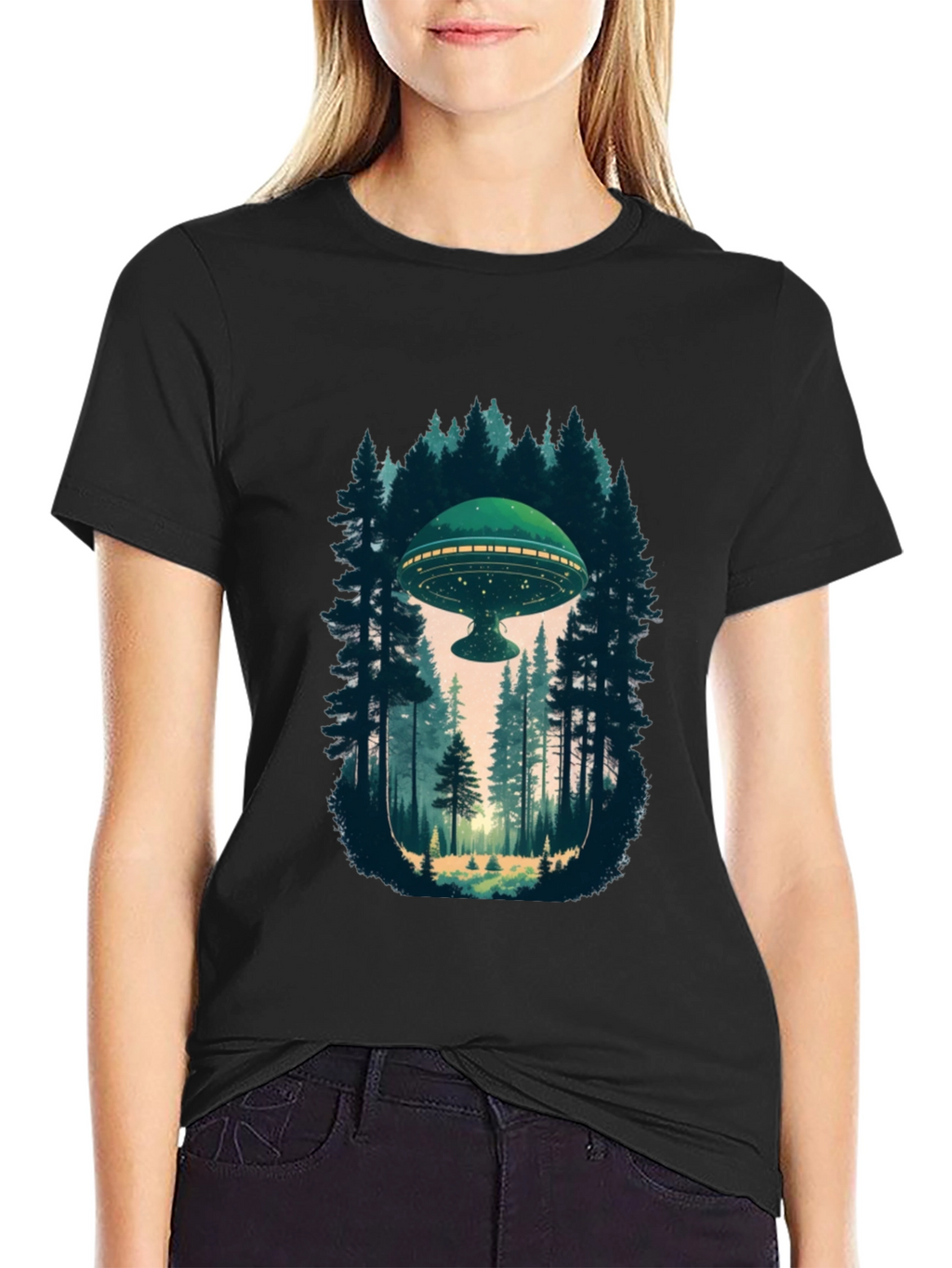 UFO in Forest Graphic Tee