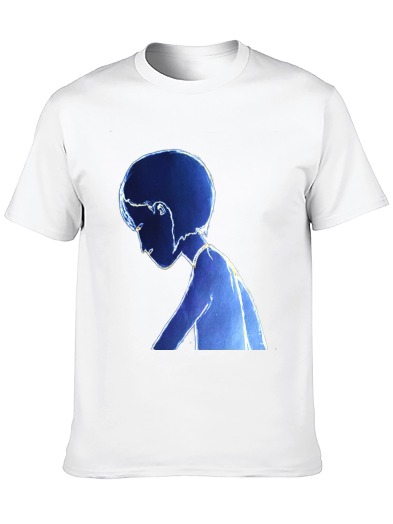 Stylized Blue Figure Black T-Shirt
