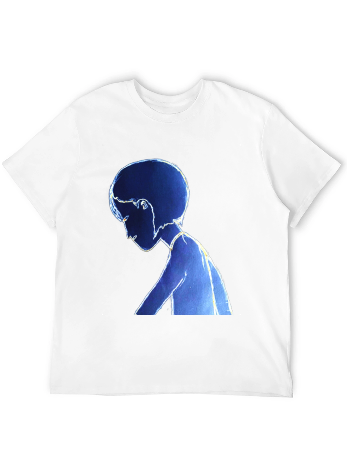 Stylized Blue Figure Black T-Shirt