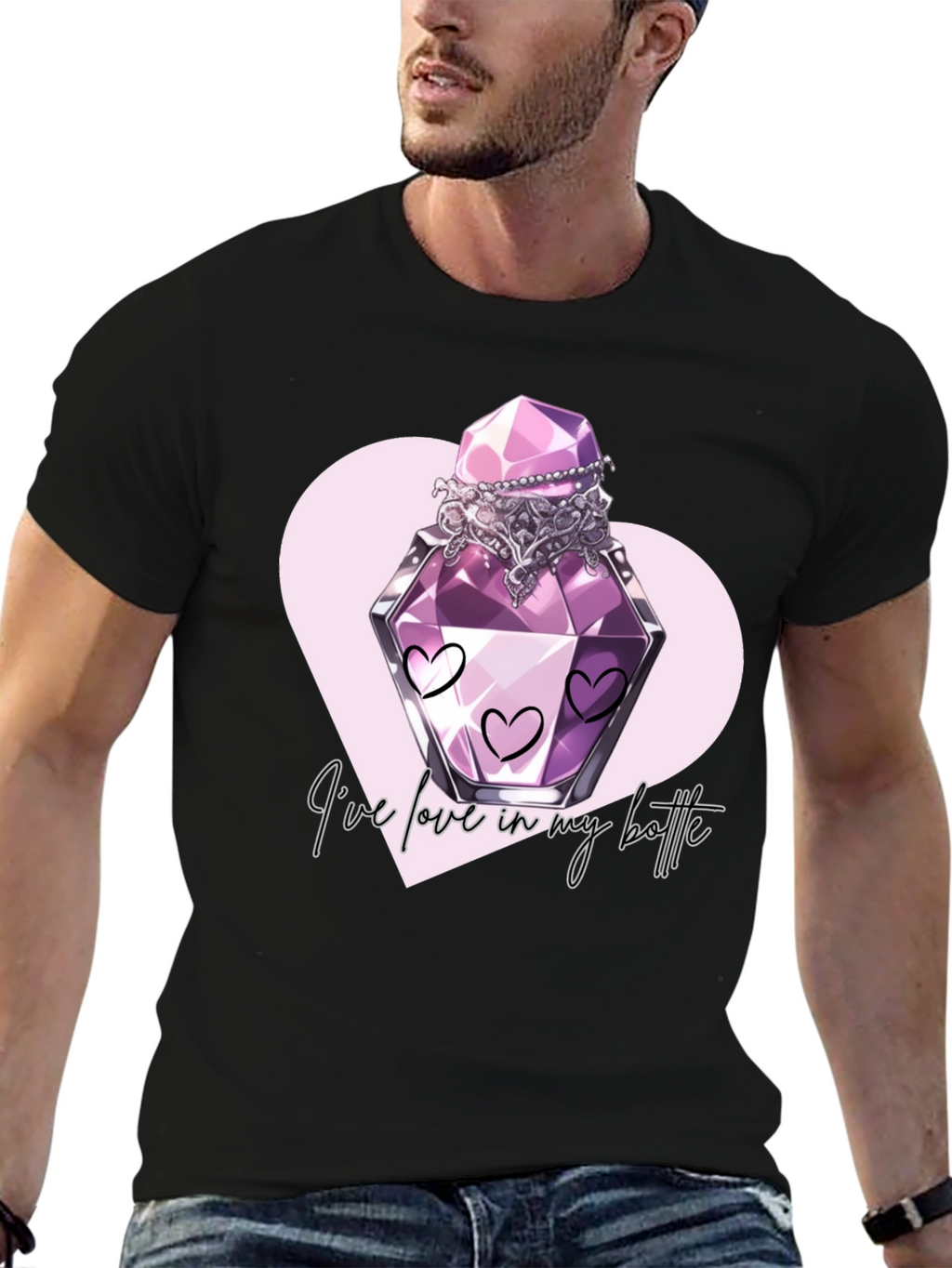 Love Potion T-Shirt - Romantic Heart Bottle Design