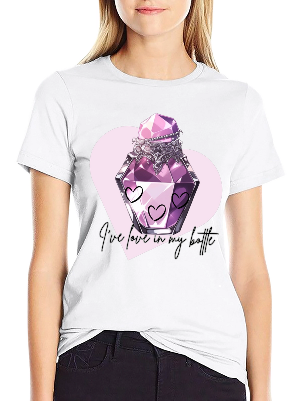 Love Potion T-Shirt - Romantic Heart Bottle Design