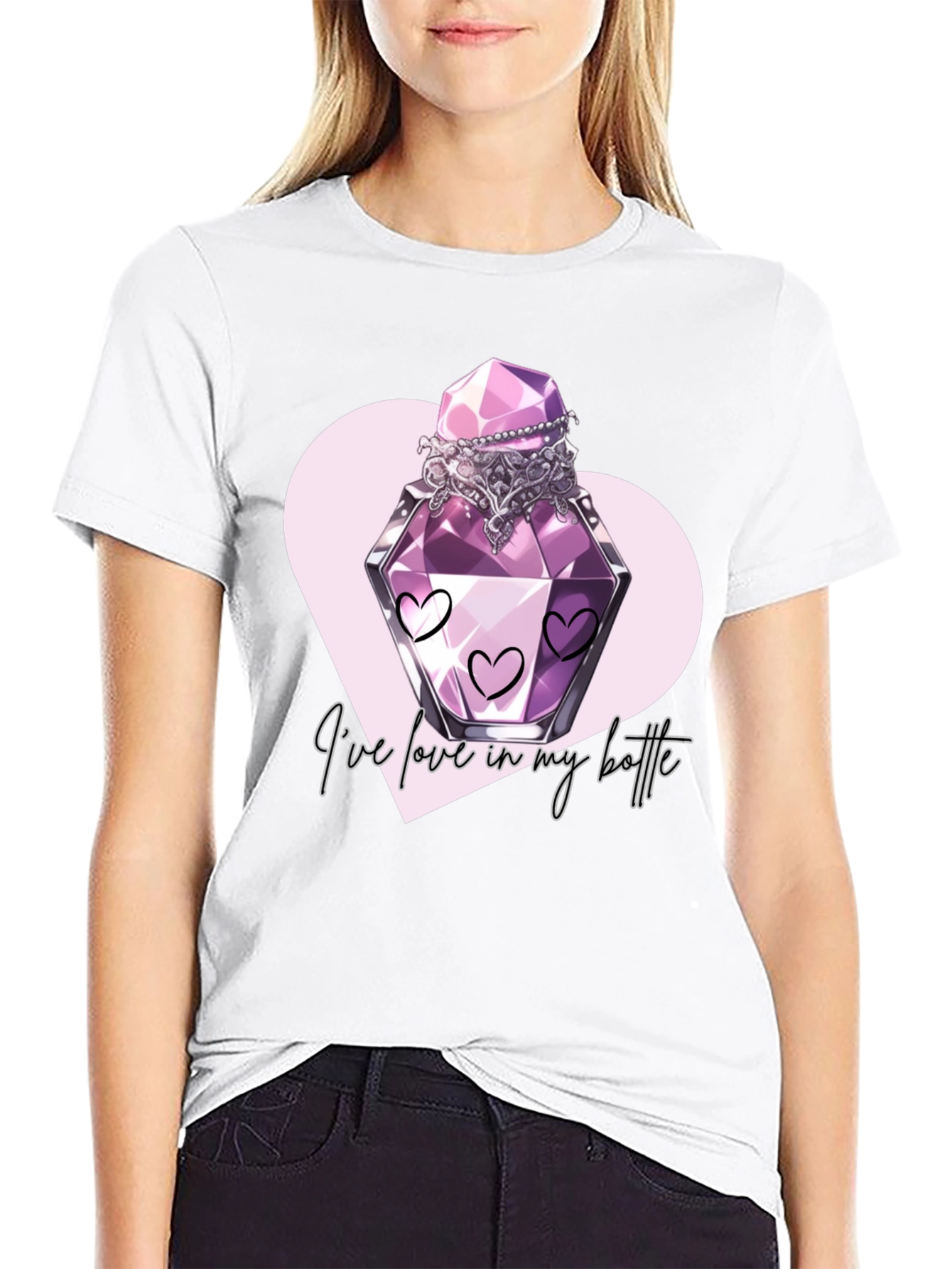 Love Potion T-Shirt - Romantic Heart Bottle Design