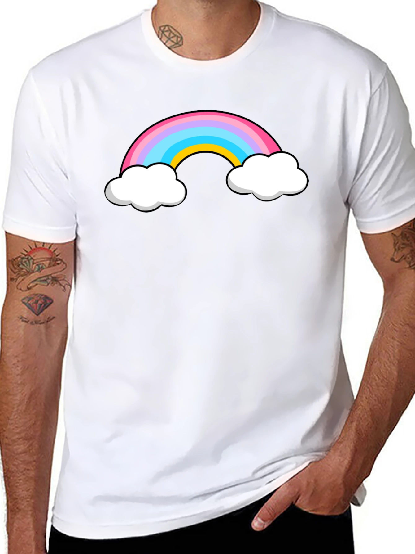 Rainbow Cloud Graphic Black T-Shirt