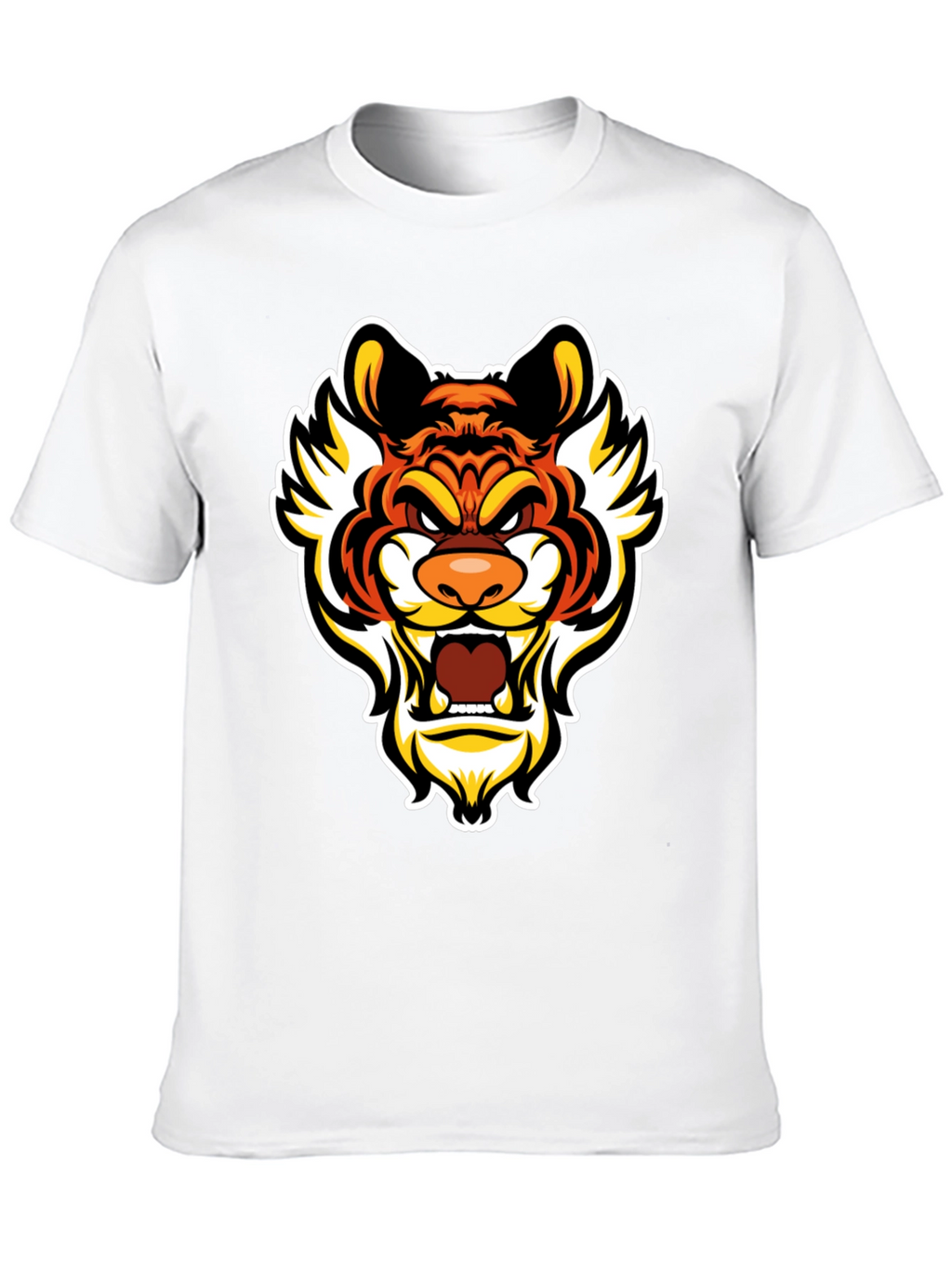 Bold Tiger Graphic Tee - Mens Black Cotton T-Shirt