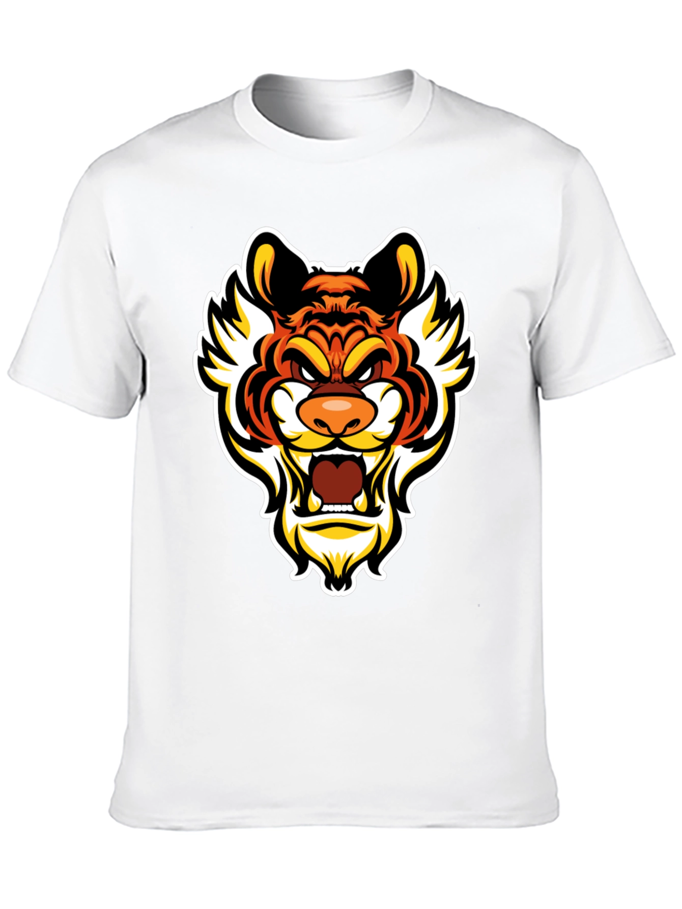 Bold Tiger Graphic Tee - Mens Black Cotton T-Shirt
