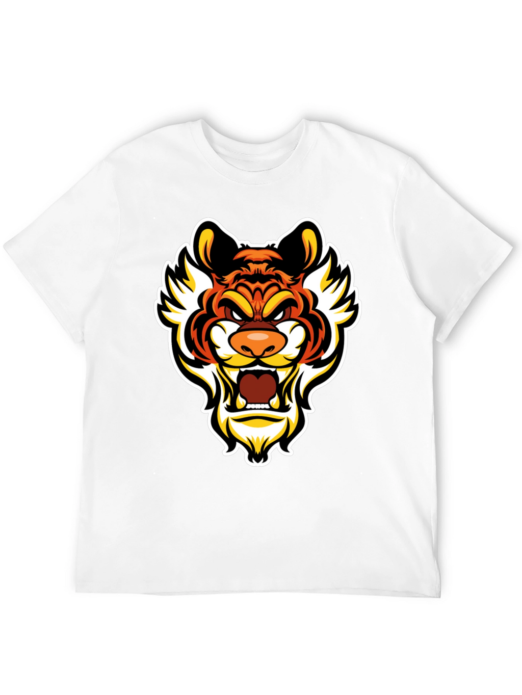 Bold Tiger Graphic Tee - Mens Black Cotton T-Shirt