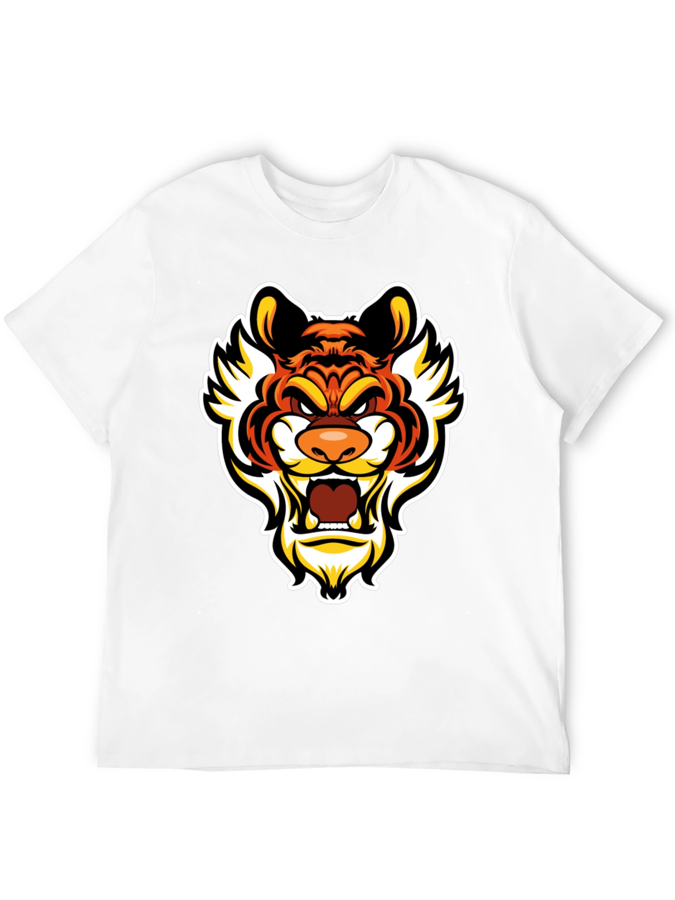 Bold Tiger Graphic Tee - Mens Black Cotton T-Shirt