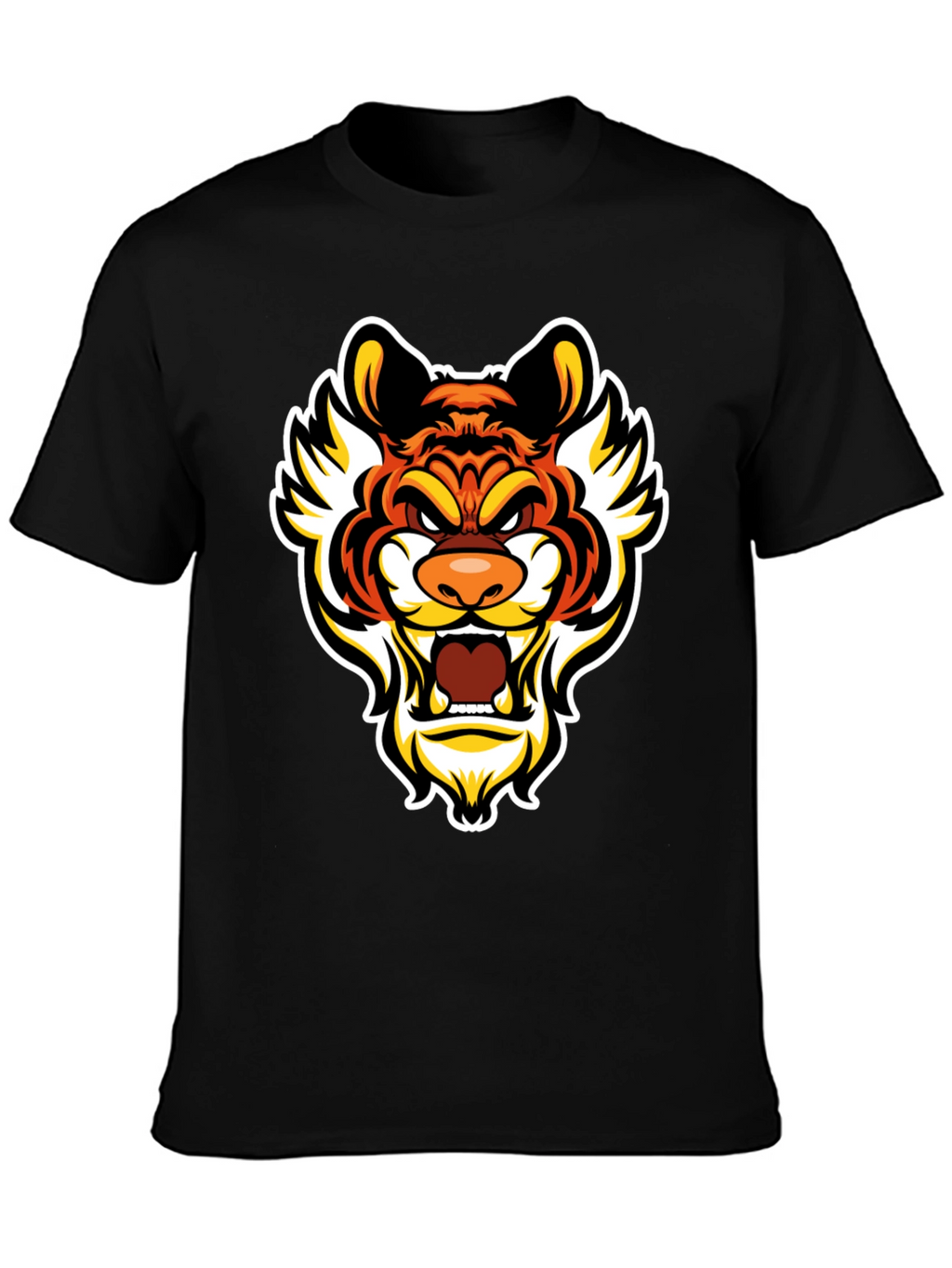 Bold Tiger Graphic Tee - Mens Black Cotton T-Shirt
