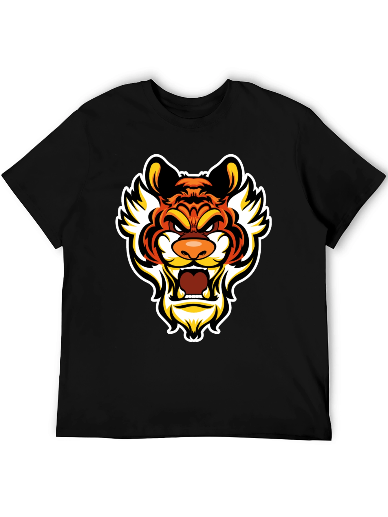 Bold Tiger Graphic Tee - Mens Black Cotton T-Shirt