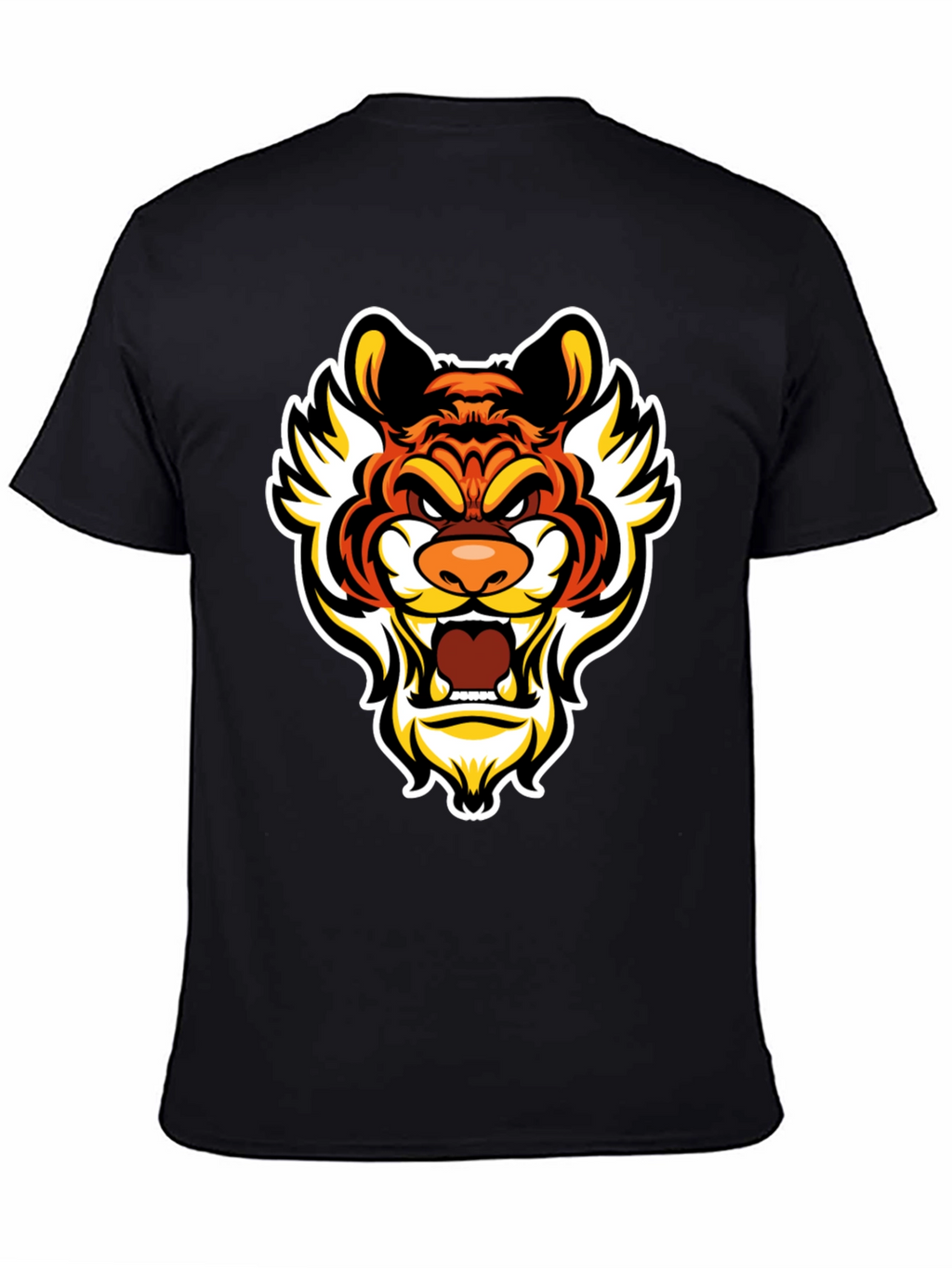 Bold Tiger Graphic Tee - Mens Black Cotton T-Shirt