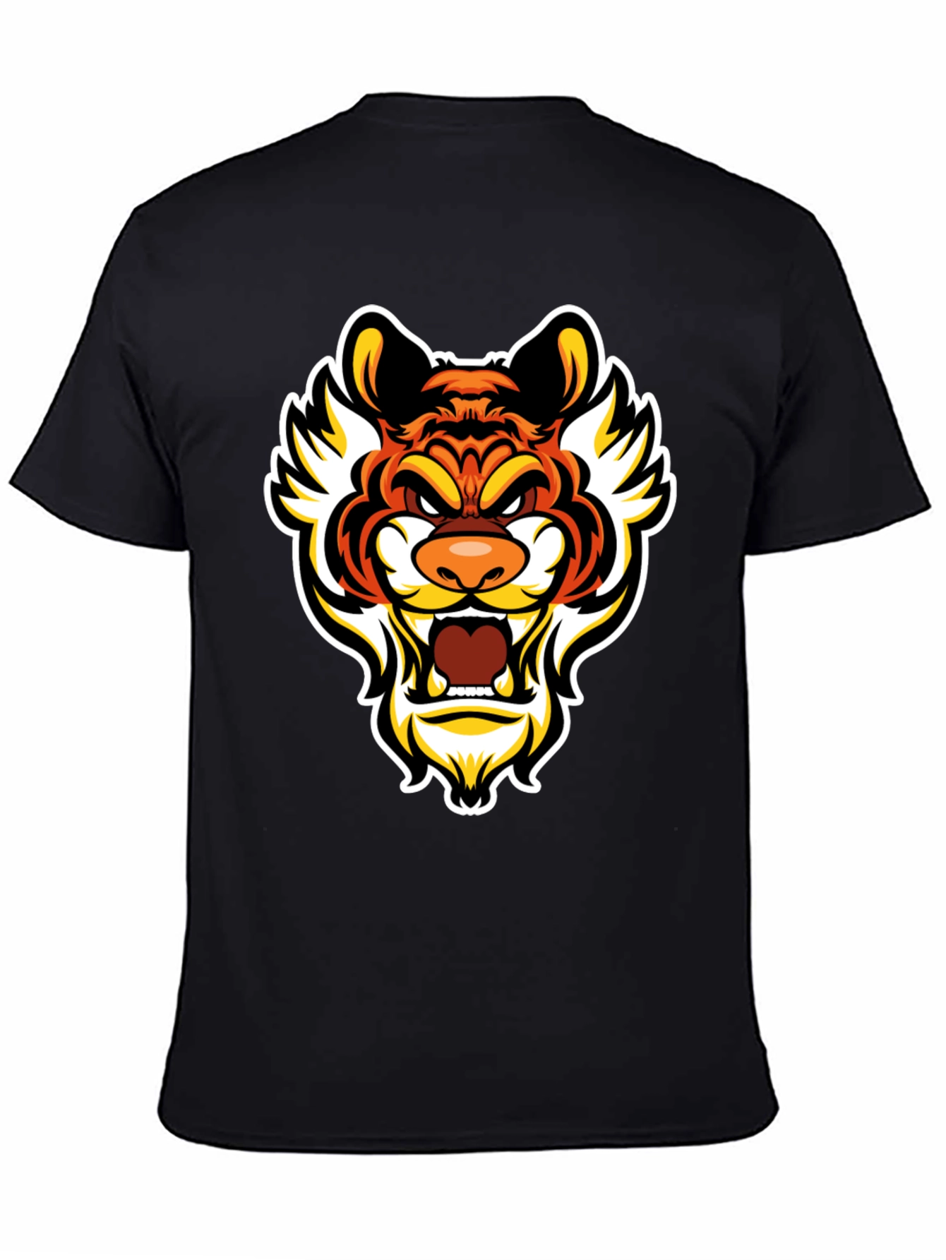 Bold Tiger Graphic Tee - Mens Black Cotton T-Shirt