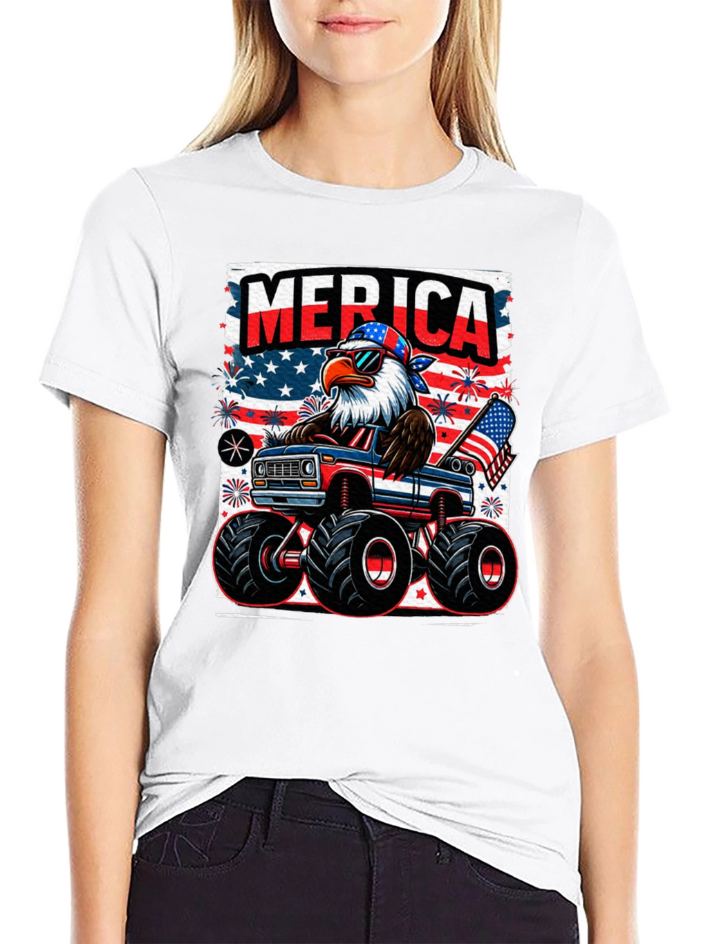 Patriotic Eagle Monster Truck T-Shirt