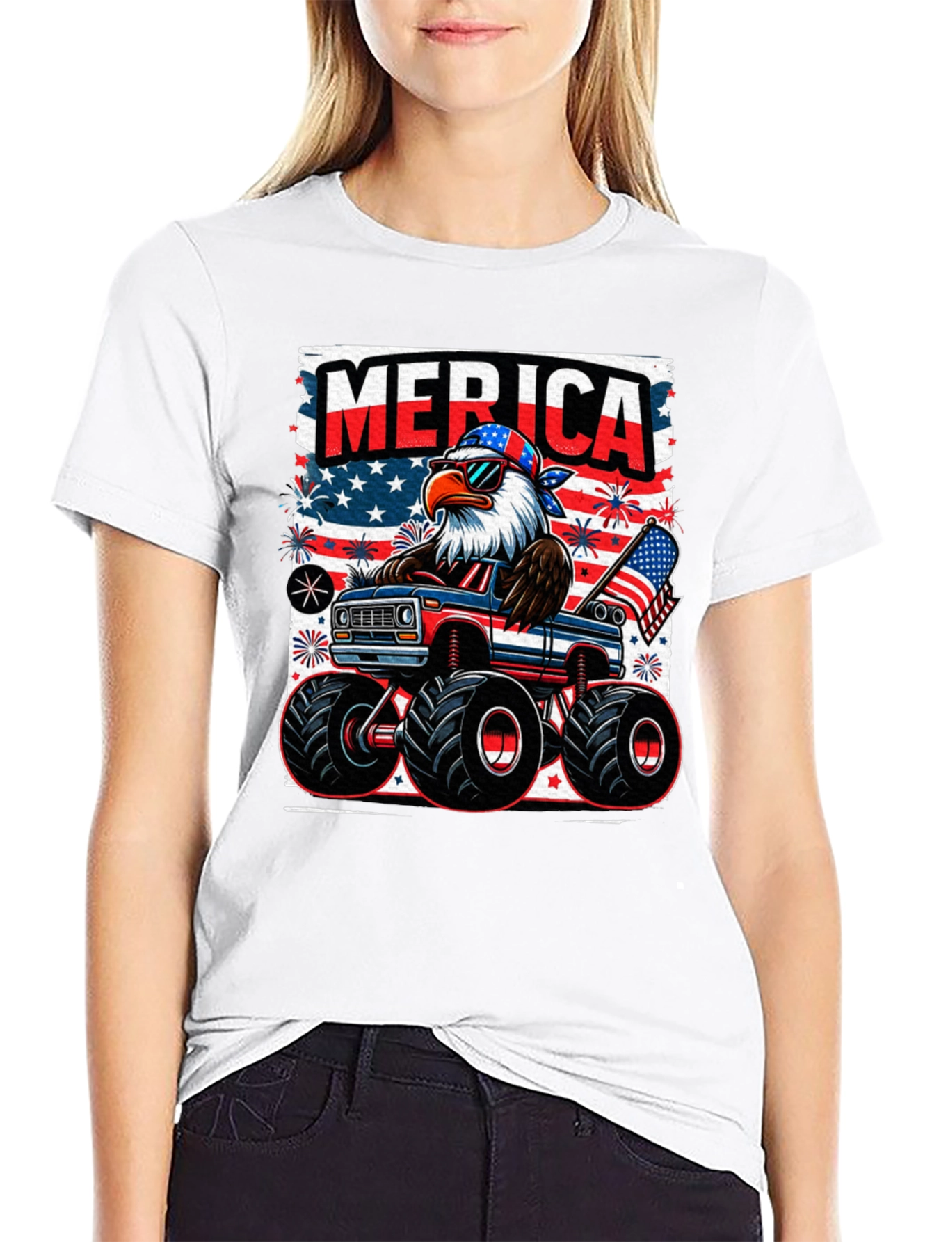 Patriotic Eagle Monster Truck T-Shirt