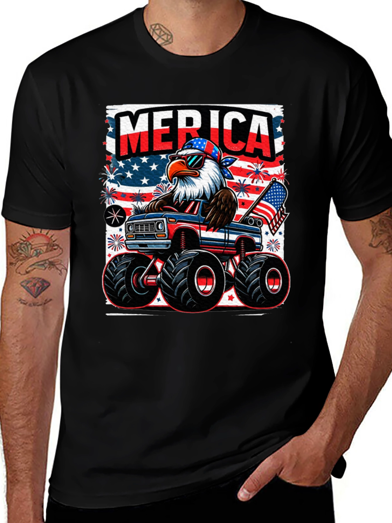 Patriotic Eagle Monster Truck T-Shirt
