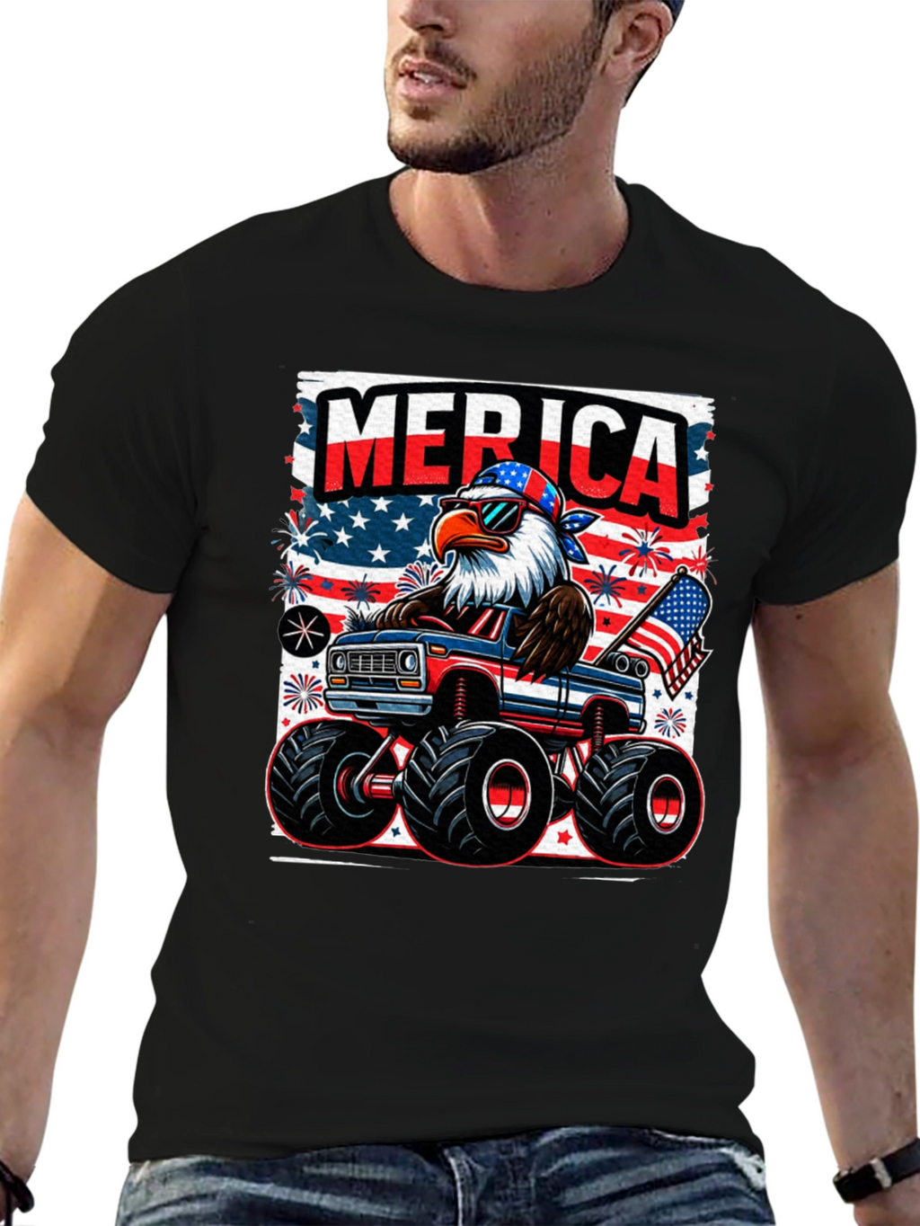 Patriotic Eagle Monster Truck T-Shirt