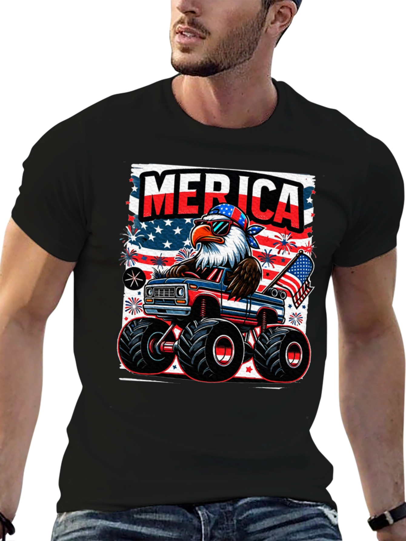 Patriotic Eagle Monster Truck T-Shirt