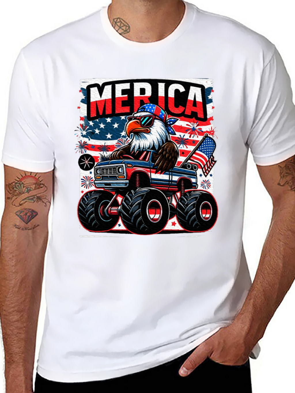 Patriotic Eagle Monster Truck T-Shirt