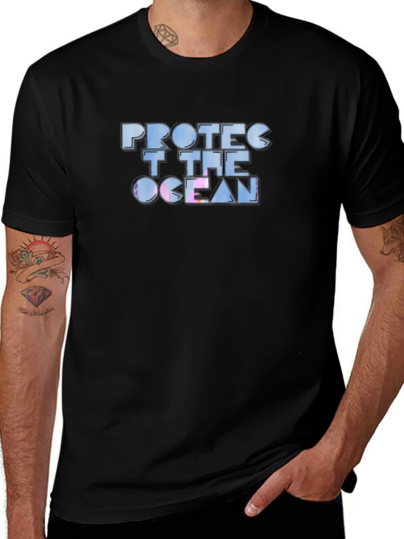 Protect the Ocean Graphic Tee - Black Cotton T-Shirt