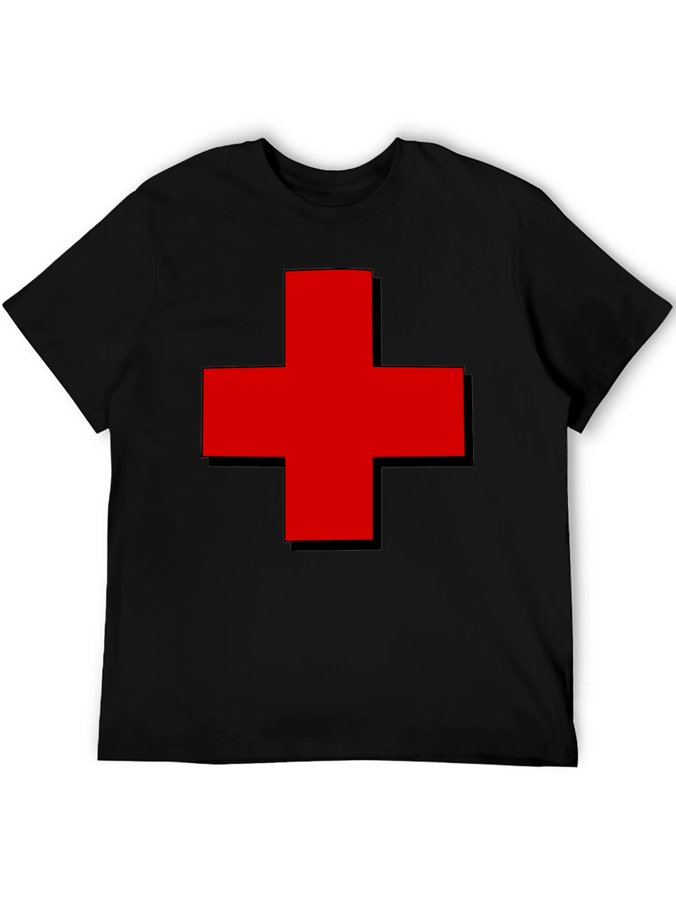 Bold Red Cross Graphic Tee - Classic Casual Comfort