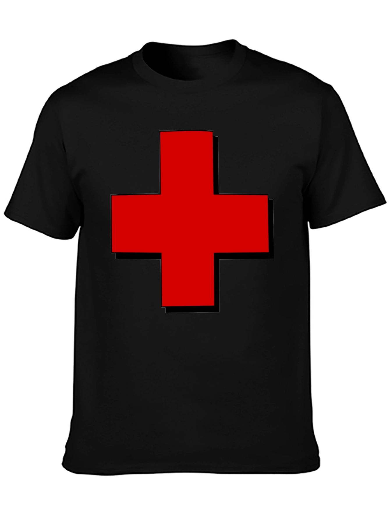 Bold Red Cross Graphic Tee - Classic Casual Comfort