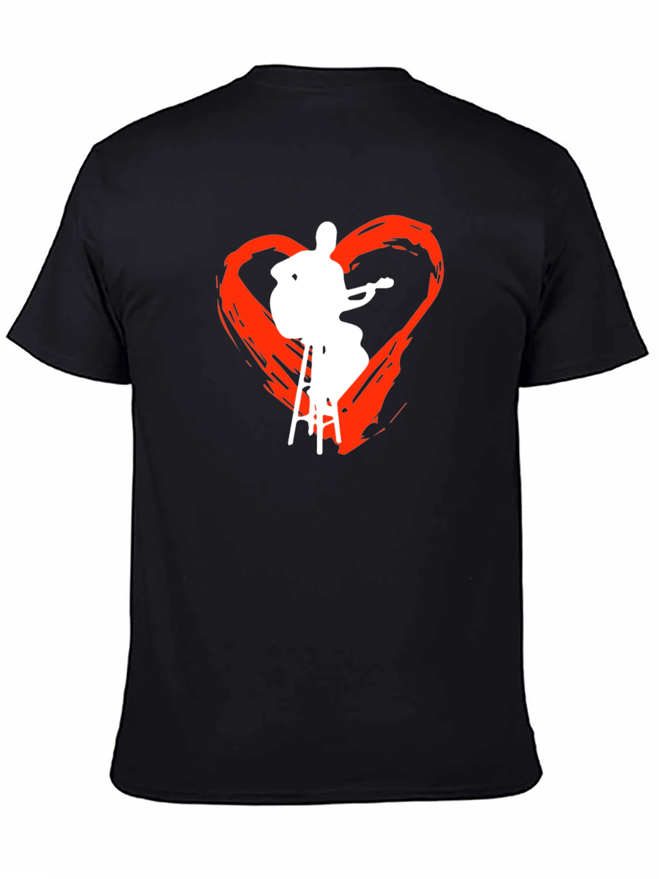 Guitarist Heart Graphic Tee - Black Cotton T-Shirt