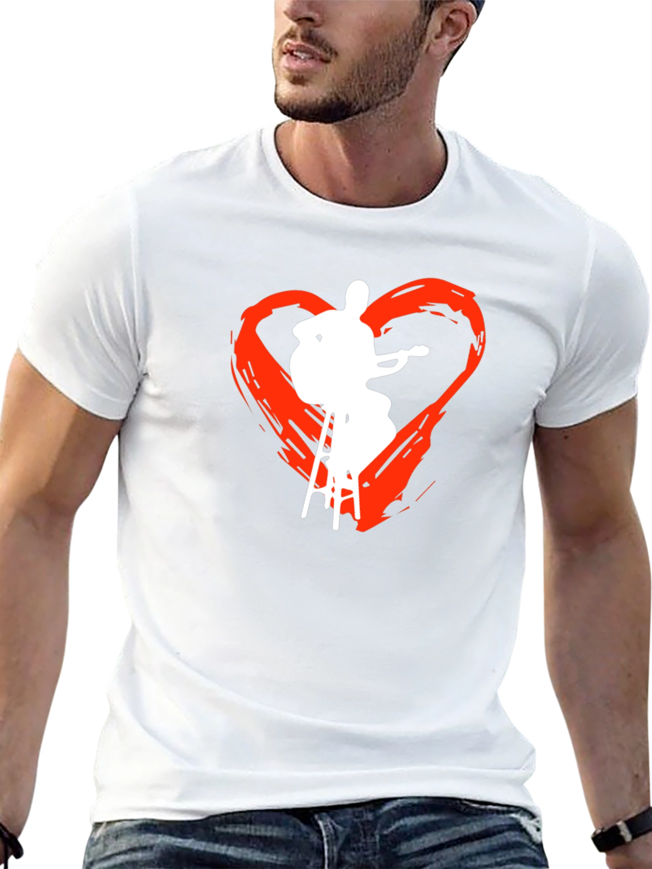 Guitarist Heart Graphic Tee - Black Cotton T-Shirt