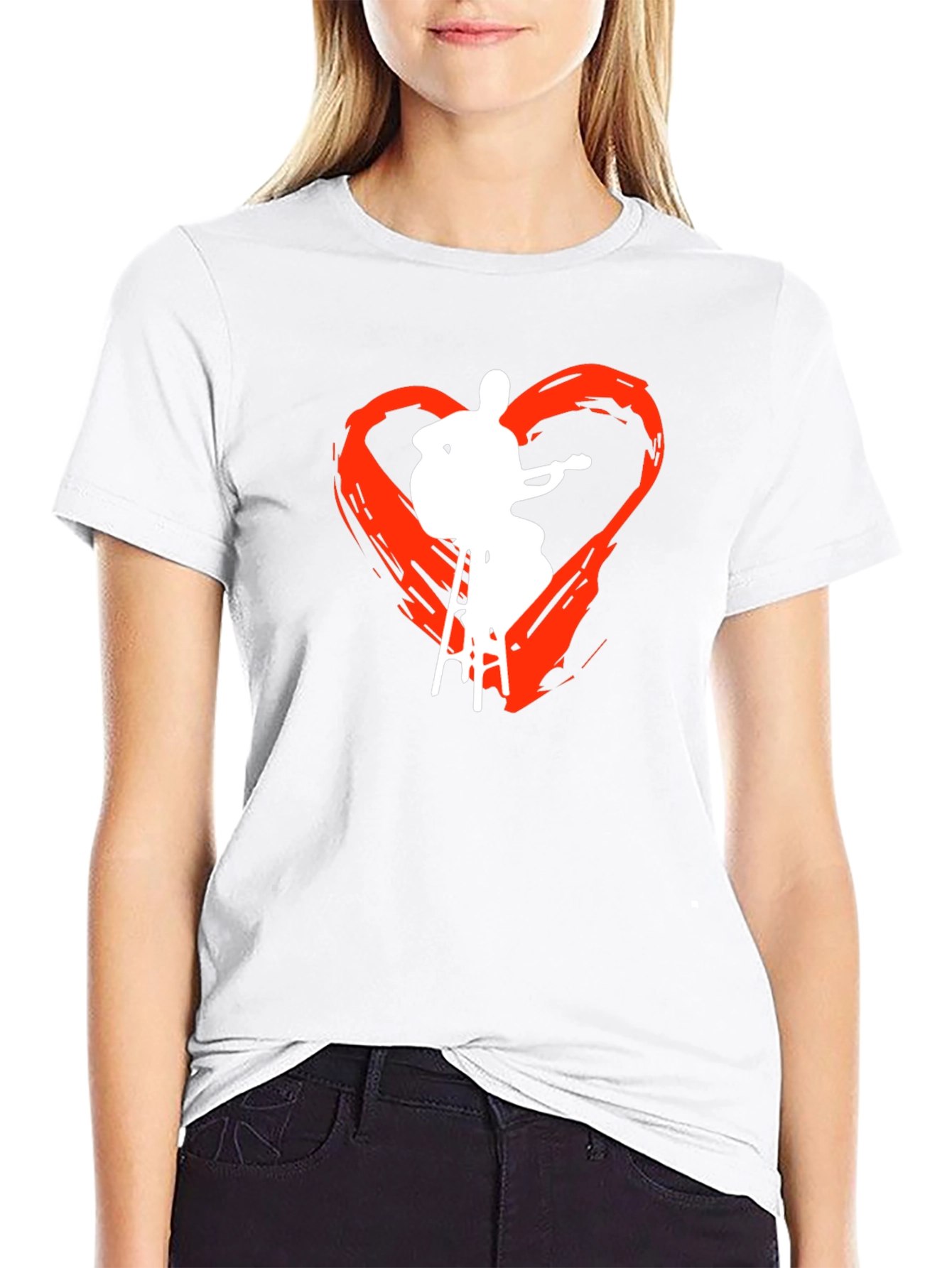 Guitarist Heart Graphic Tee - Black Cotton T-Shirt