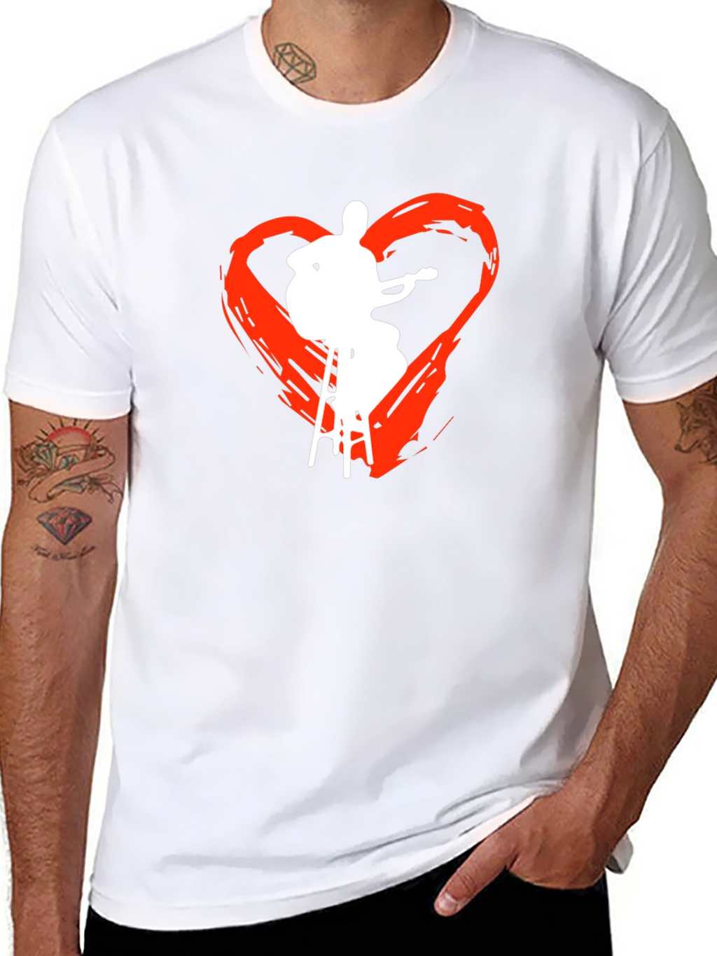 Guitarist Heart Graphic Tee - Black Cotton T-Shirt