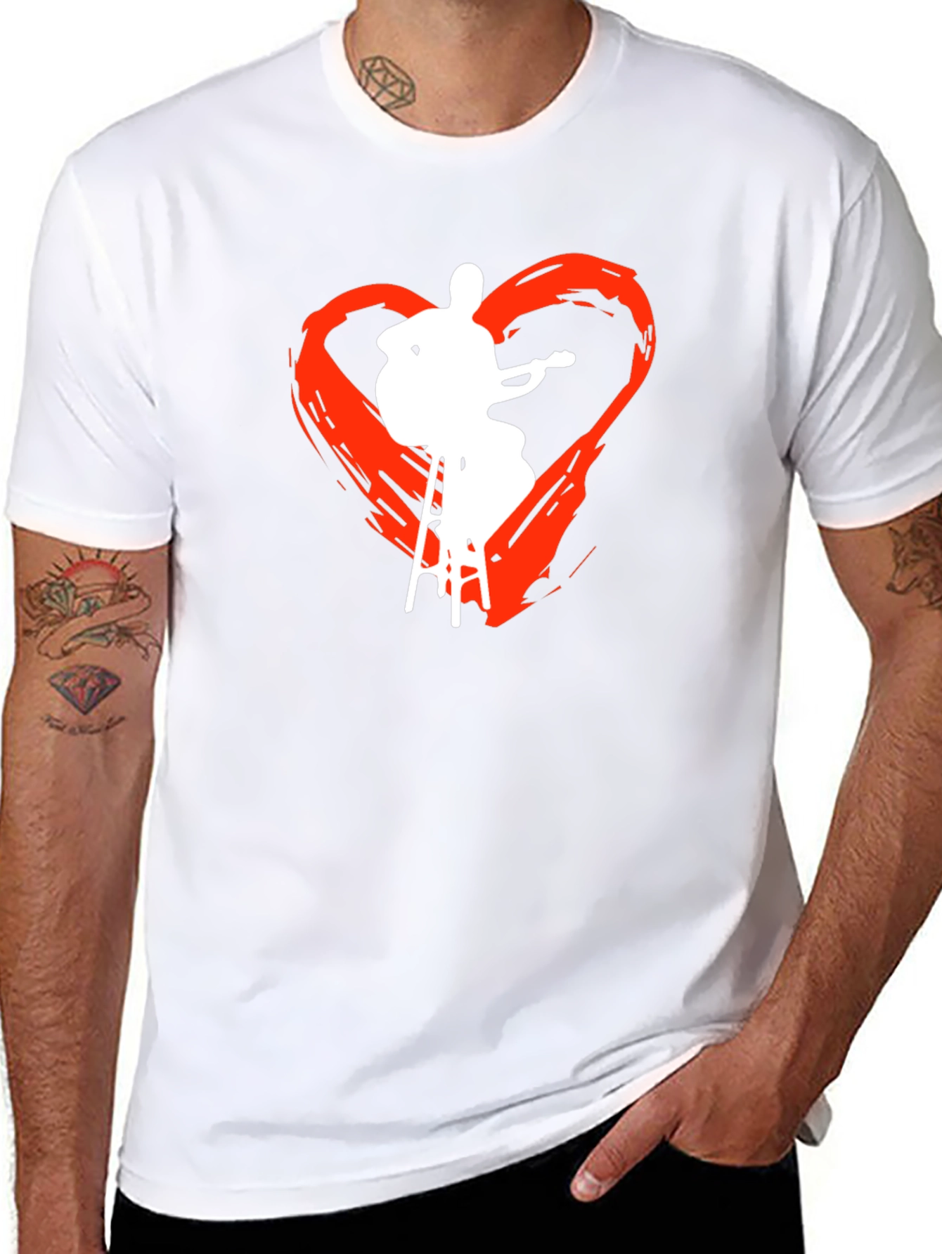 Guitarist Heart Graphic Tee - Black Cotton T-Shirt