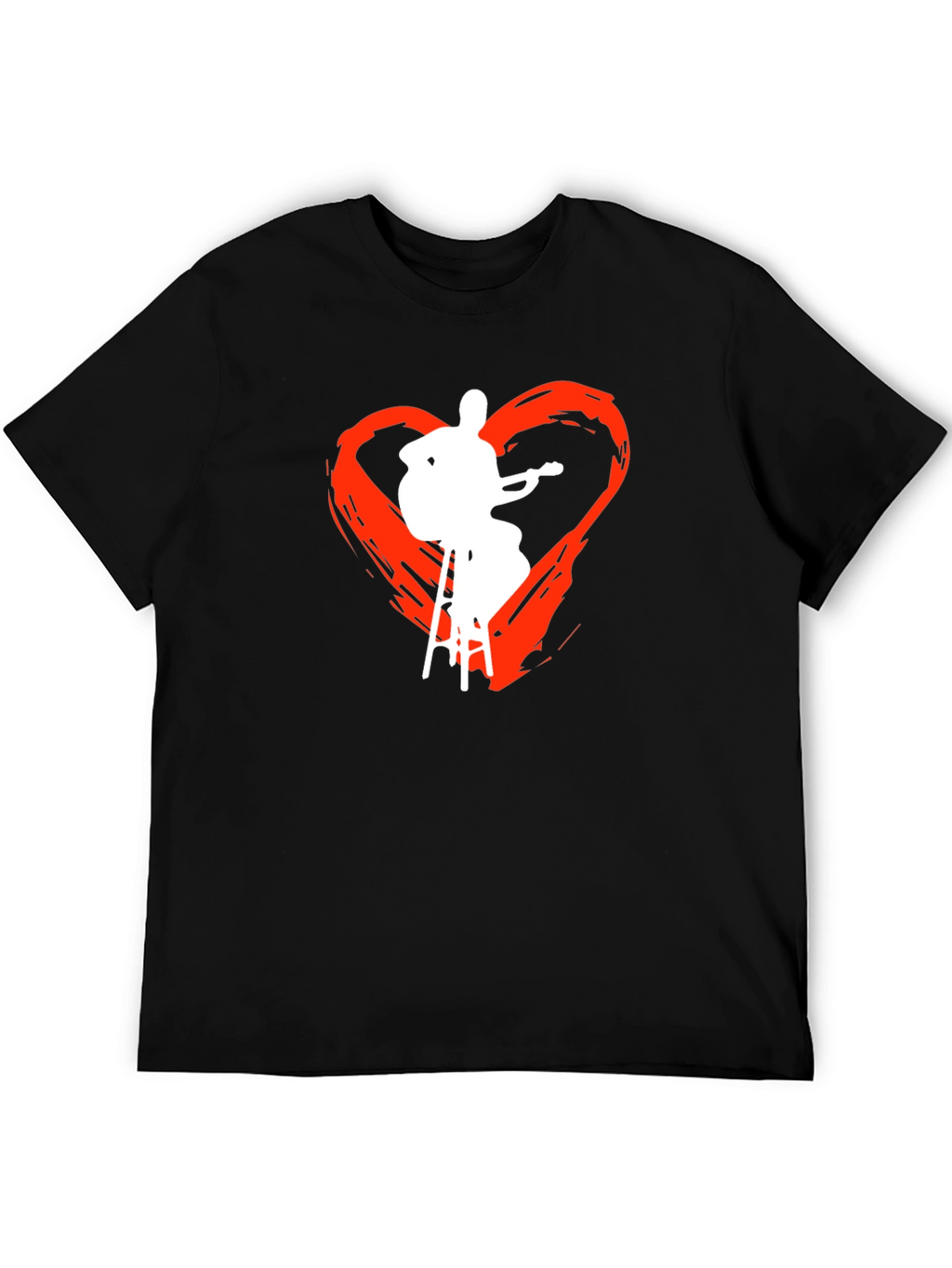 Guitarist Heart Graphic Tee - Black Cotton T-Shirt