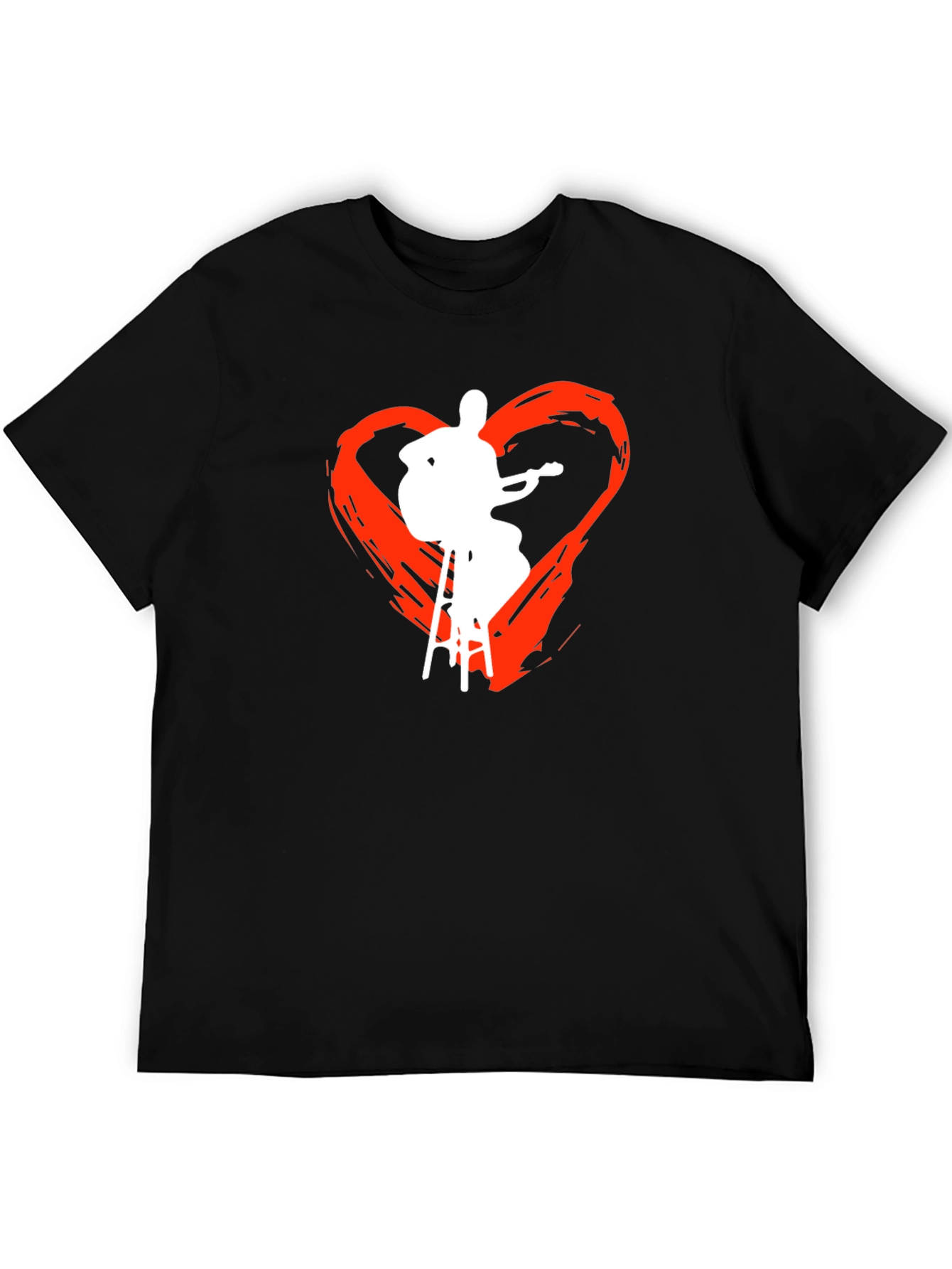 Guitarist Heart Graphic Tee - Black Cotton T-Shirt